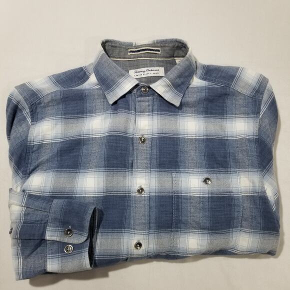 Tommy Bahama Flannel Shirt Medium Canyon Beach Fireside Plaid Lakewater $138